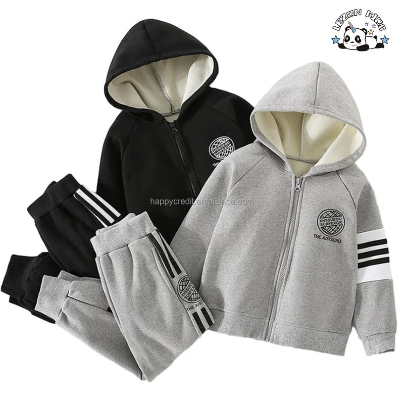 LEZONKIDS - Conjuntos de Roupas Femininas de Algodão Casual de Alta Qualidade, Pulôver de Fleece Macio, Logo de Inverno, Quente, para Meninas de 2-14T